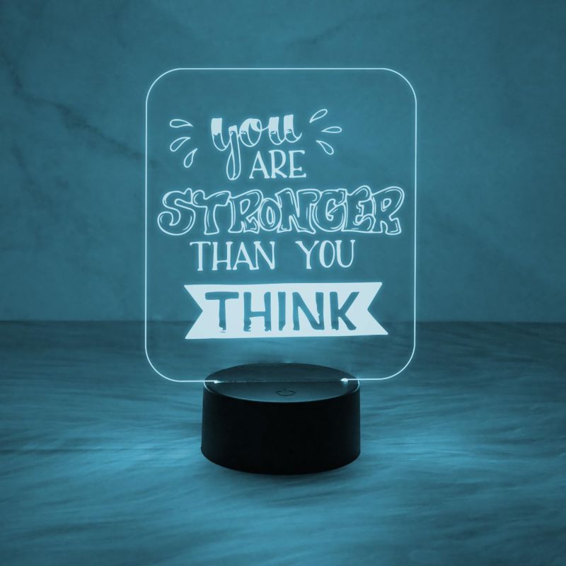 Motivational Thought Desk Table Lamp You are Stronger Than You Think Night Lamp with Automatic Color Changing Light | On/Off Touch Button