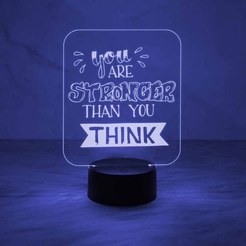 Motivational Thought Desk Table Lamp You are Stronger Than You Think Night Lamp with Automatic Color Changing Light | On/Off Touch Button