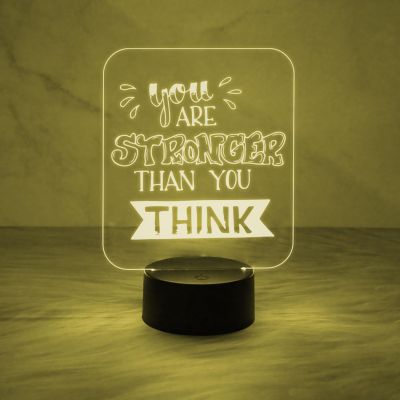 Motivational Thought Desk Table Lamp You are Stronger Than You Think Night Lamp with Automatic Color Changing Light | On/Off Touch Button