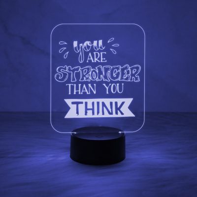 Motivational Thought Desk Table Lamp You are Stronger Than You Think Night Lamp with Automatic Color Changing Light | On/Off Touch Button