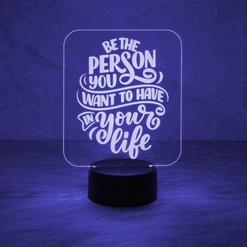 Motivation Thought Acrylic Desk Table Lamp with 7 Color Changing Light & Touch Control | USB Cable | Gift for Friend