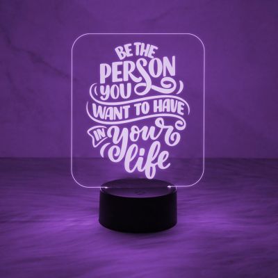 Motivation Thought Acrylic Desk Table Lamp with 7 Color Changing Light & Touch Control | USB Cable | Gift for Friend