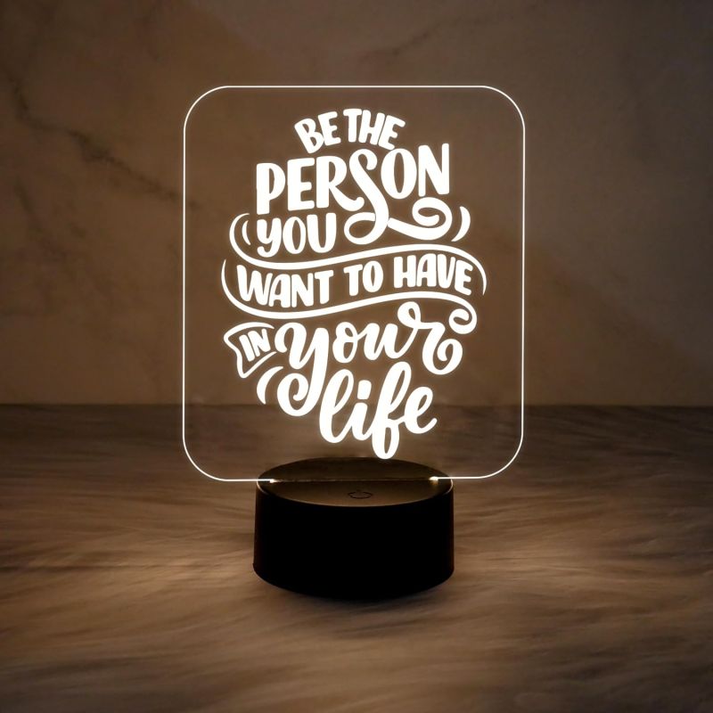 Motivation Thought Acrylic Desk Table Lamp with Warm White Light & Touch Control | USB Cable | Gift for Friend