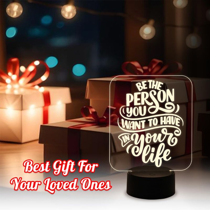 Motivation Thought Acrylic Desk Table Lamp with Warm White Light & Touch Control | USB Cable | Gift for Friend