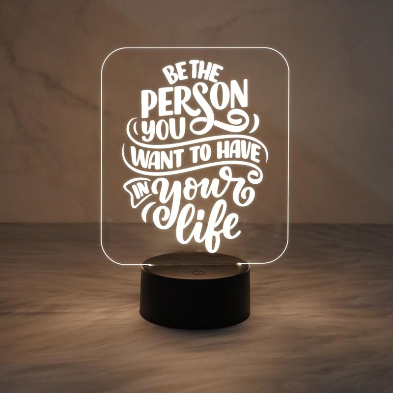 Motivation Thought Acrylic Desk Table Lamp with Warm White Light & Touch Control | USB Cable | Gift for Friend