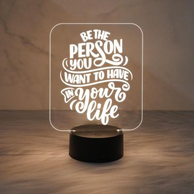 Motivation Thought Acrylic Desk Table Lamp with Warm White Light & Touch Control | USB Cable | Gift for Friend