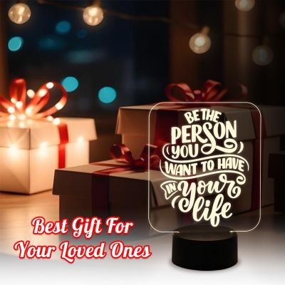 Motivation Thought Acrylic Desk Table Lamp with Warm White Light & Touch Control | USB Cable | Gift for Friend