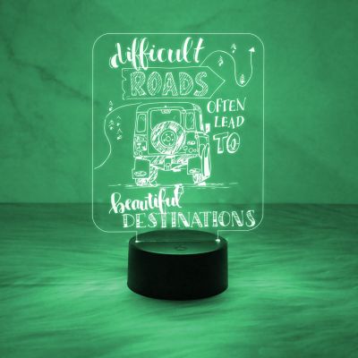 Inspirational 3D Illusion Light Difficult Roads Often Lead to Beautiful Night Lamp with Automatic Color Changing Light & On/Off Touch Button