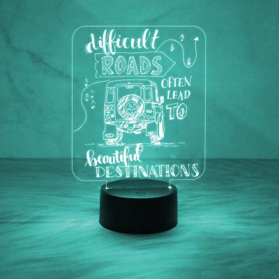 Inspirational 3D Illusion Light Difficult Roads Often Lead to Beautiful Night Lamp with Automatic Color Changing Light & On/Off Touch Button