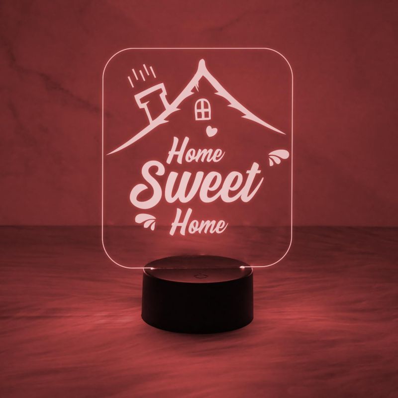 Home Sweet Home Beautiful Acrylic Desk Table Lamp with Automatic Color Changing Light & On/Off Touch Button