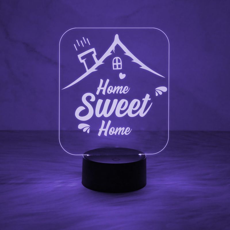 Home Sweet Home Beautiful Acrylic Desk Table Lamp with Automatic Color Changing Light & On/Off Touch Button