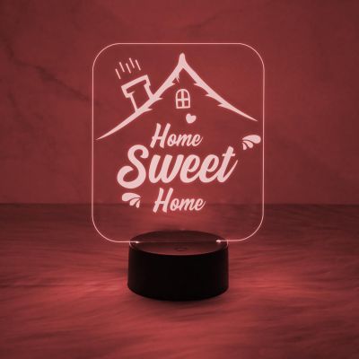 Home Sweet Home Beautiful Acrylic Desk Table Lamp with Automatic Color Changing Light & On/Off Touch Button