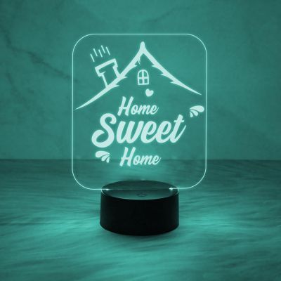 Home Sweet Home Beautiful Acrylic Desk Table Lamp with Automatic Color Changing Light & On/Off Touch Button