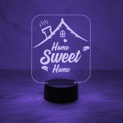 Home Sweet Home Beautiful Acrylic Desk Table Lamp with Automatic Color Changing Light & On/Off Touch Button