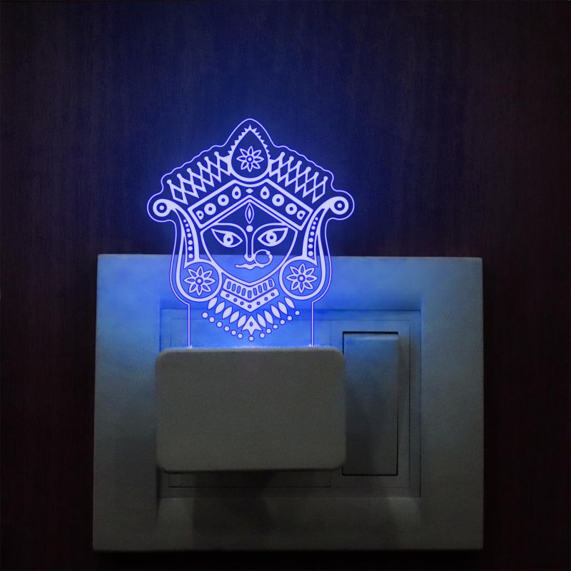 3D Illusion Mata Durga Face Night Lamp with 7 Color Changing Light | Pooja Room Decor Light