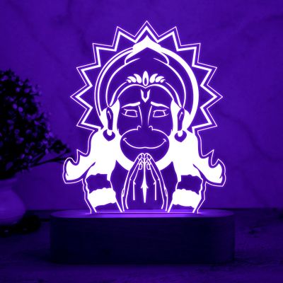 3D Illusion Hanuman JI Night lamp with Multicolored Light | God Table Lamp | Religious Gift Items