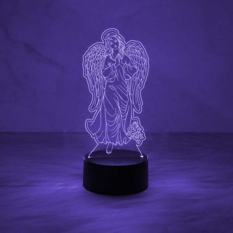 Holy Virgin with Angel Wings Night Lamp with 7 Color Changing & USB Cable Christian Gift for Men & Woman