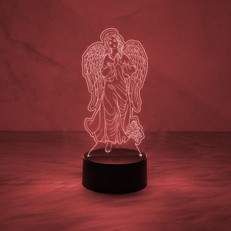 Holy Virgin with Angel Wings Night Lamp with 7 Color Changing & USB Cable Christian Gift for Men & Woman