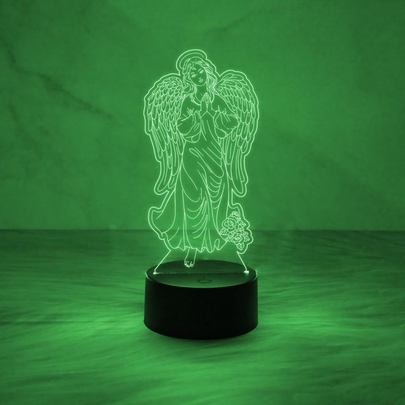 Holy Virgin with Angel Wings Night Lamp with 7 Color Changing & USB Cable Christian Gift for Men & Woman