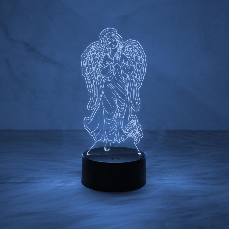 Holy Virgin with Angel Wings Night Lamp with 7 Color Changing & USB Cable Christian Gift for Men & Woman