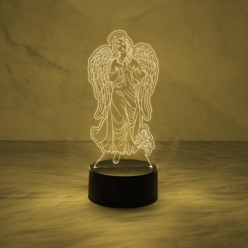 Holy Virgin with Angel Wings Night Lamp with 7 Color Changing & USB Cable Christian Gift for Men & Woman