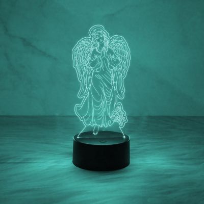 Holy Virgin with Angel Wings Night Lamp with 7 Color Changing & USB Cable Christian Gift for Men & Woman