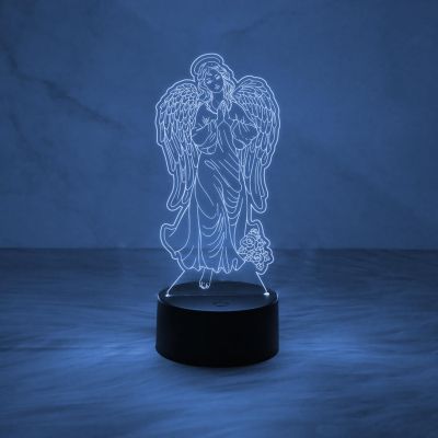 Holy Virgin with Angel Wings Night Lamp with 7 Color Changing & USB Cable Christian Gift for Men & Woman
