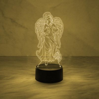Holy Virgin with Angel Wings Night Lamp with 7 Color Changing & USB Cable Christian Gift for Men & Woman