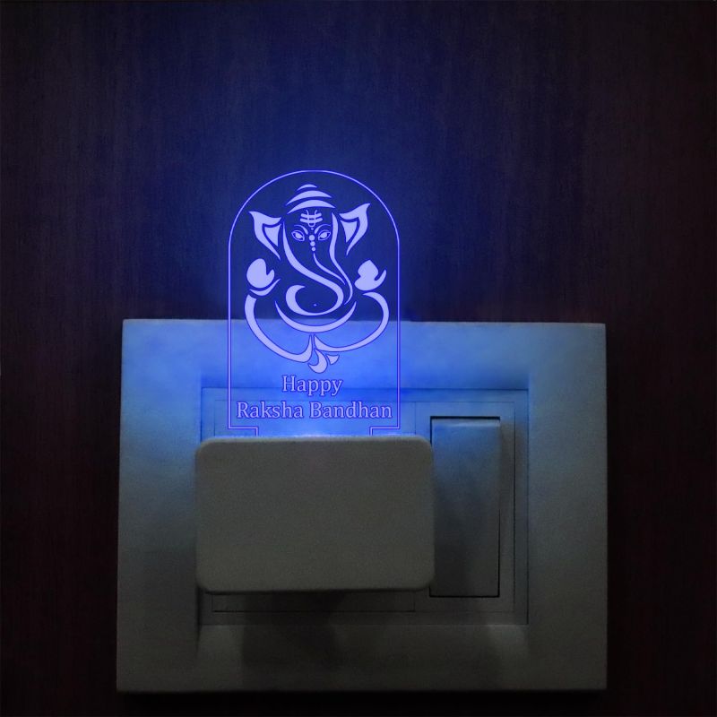 Lord Ganesha Plug Night Lamp | Happy Raksha Bandhan Light with Multicolored Light | Best Gift for Rakh