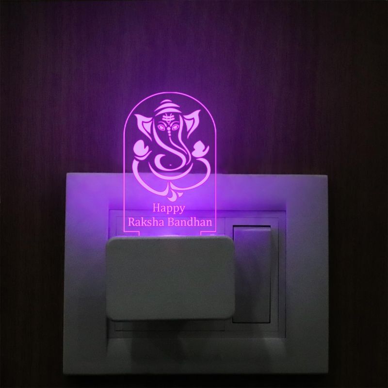 Lord Ganesha Plug Night Lamp | Happy Raksha Bandhan Light with Multicolored Light | Best Gift for Rakh