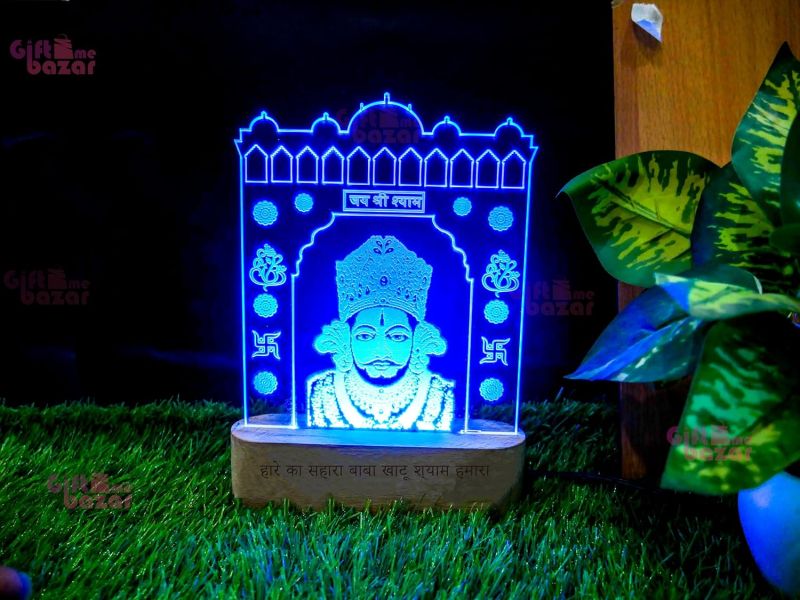 3D Illusion Khatu Shyam Night Lamp with 16 Color Changing Light | Religious Gift Items