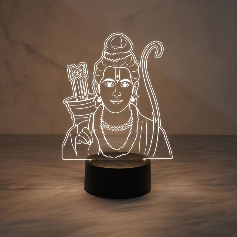 Lord Ram Led Night Lamp with Warm White Light & On/Off Touch Button | Religious Gift Items | Diwali Decor Light