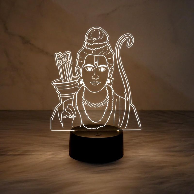 Lord Ram Led Night Lamp with Warm White Light & On/Off Touch Button | Religious Gift Items | Diwali Decor Light