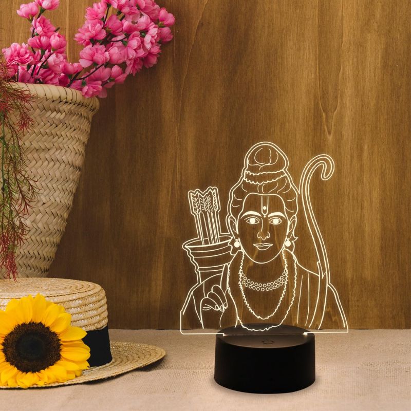 Lord Ram Led Night Lamp with Warm White Light & On/Off Touch Button | Religious Gift Items | Diwali Decor Light