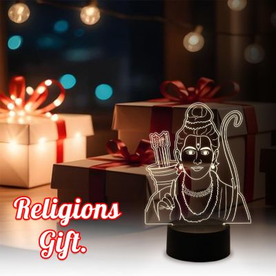 Lord Ram Led Night Lamp with Warm White Light & On/Off Touch Button | Religious Gift Items | Diwali Decor Light