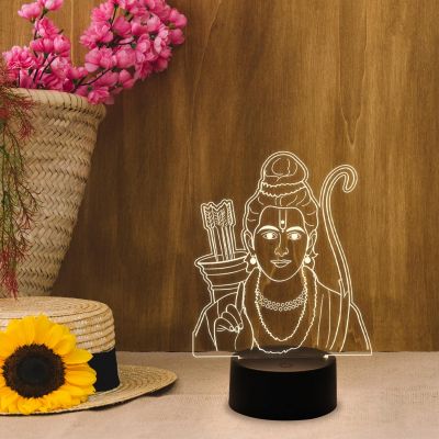 Lord Ram Led Night Lamp with Warm White Light & On/Off Touch Button | Religious Gift Items | Diwali Decor Light