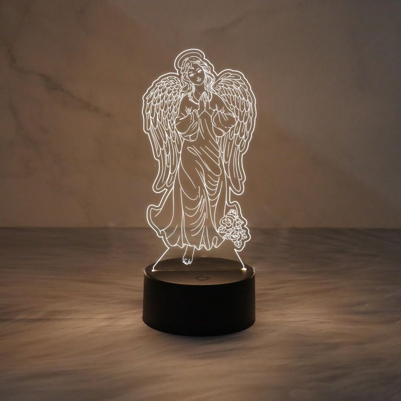 Holy Virgin with Angel Wings Night Lamp with Warm White & USB Cable Christian Gift for Men & Woman