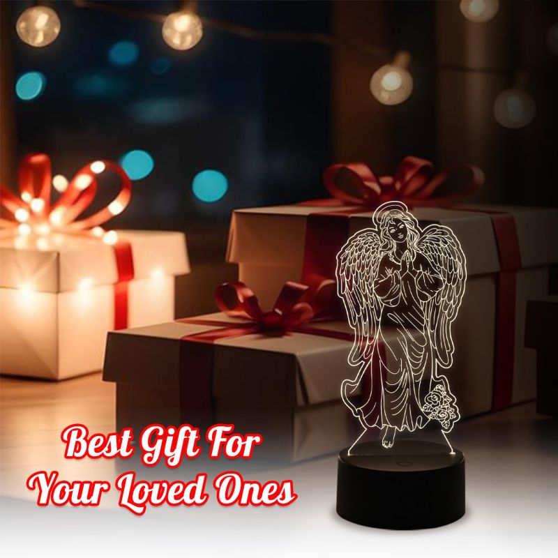 Holy Virgin with Angel Wings Night Lamp with Warm White & USB Cable Christian Gift for Men & Woman