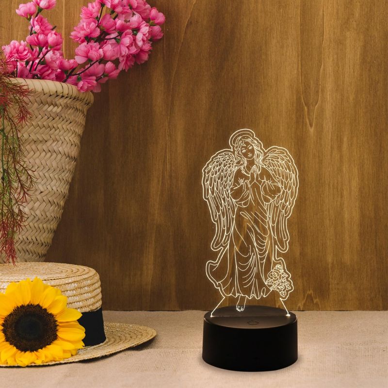 Holy Virgin with Angel Wings Night Lamp with Warm White & USB Cable Christian Gift for Men & Woman