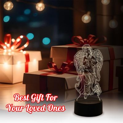 Holy Virgin with Angel Wings Night Lamp with Warm White & USB Cable Christian Gift for Men & Woman