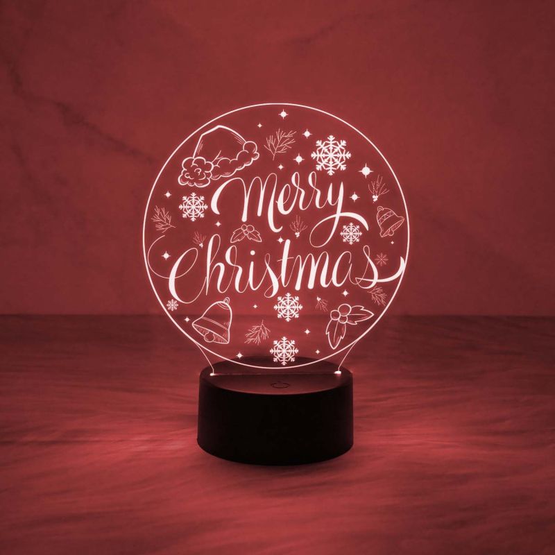 Merry Christmas Night Lamp with Automatic Color Changing Light & On/Off Touch Button | USB Powered | Gift for Friends & Family