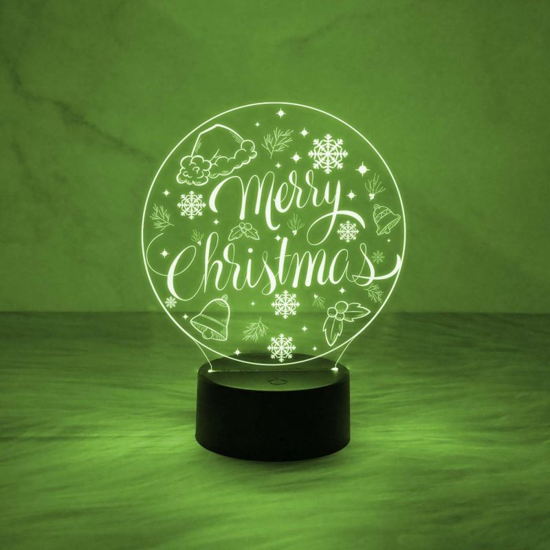 Merry Christmas Night Lamp with Automatic Color Changing Light & On/Off Touch Button | USB Powered | Gift for Friends & Family