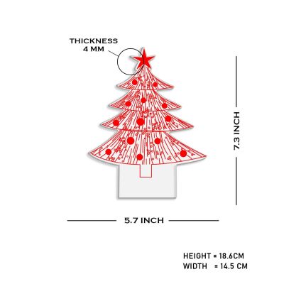 3D Illusion Christmas Tree Night Lamp Christmas Decorations with Led Light with Warm White Light & On/Off Touch Button