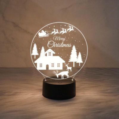 Merry Christmas Tree Night Lamp | Warm White Light with On/Off Touch Button | USB Powered | Gift for Christmas