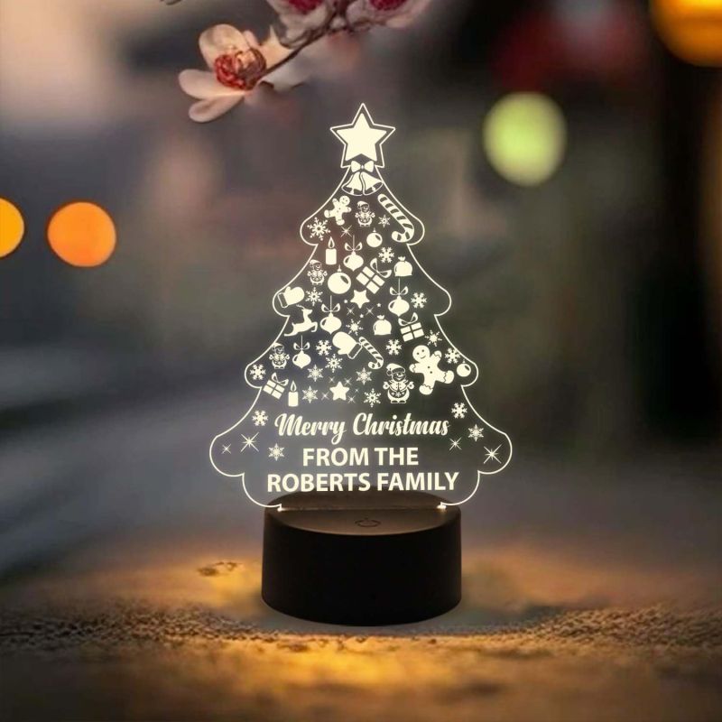 Merry Christmas Night Lamp Customized Wishing Christmas Gift Night Lamp with Warm White Light | Best Gift for Friends Family