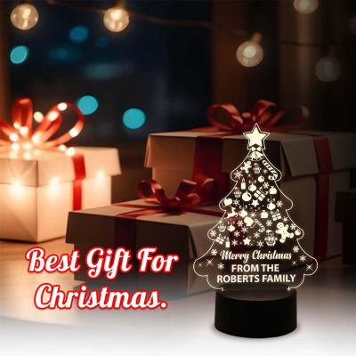 Merry Christmas Night Lamp Customized Wishing Christmas Gift Night Lamp with Warm White Light | Best Gift for Friends Family