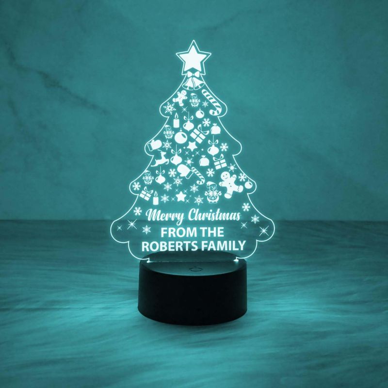 Merry Christmas Decorations Indoor Lights | Personalized Wishing Christmas Night Lamp Multicolored Light & On/Off Touch Button | USB Powered