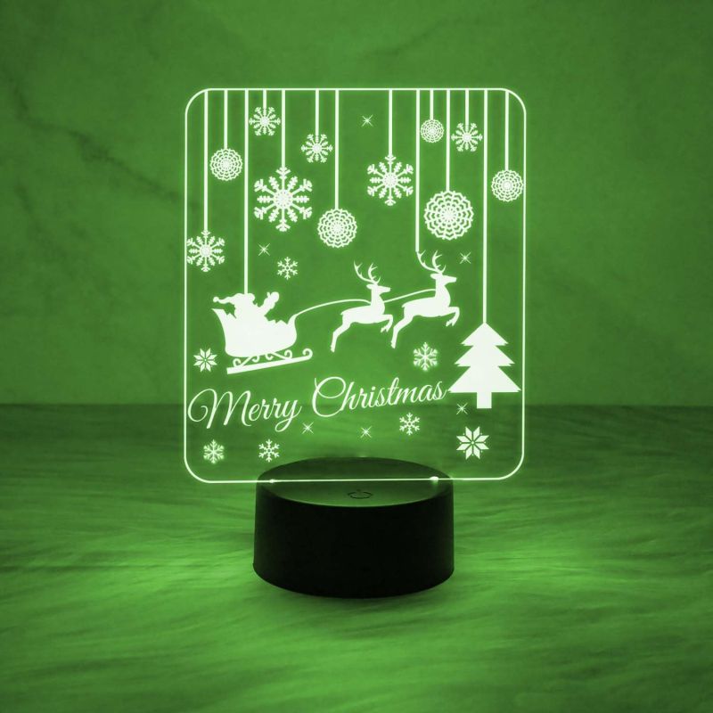 Merry Christmas Santa Night Light | 3D LED Illusion Lamp with Automatic Color Changing Light | USB Powered Nightlight