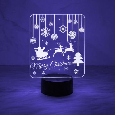 Merry Christmas Santa Night Light | 3D LED Illusion Lamp with Automatic Color Changing Light | USB Powered Nightlight