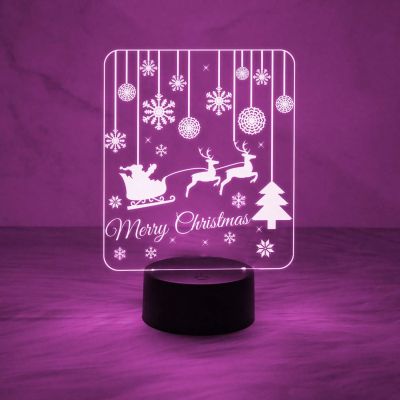 Merry Christmas Santa Night Light | 3D LED Illusion Lamp with Automatic Color Changing Light | USB Powered Nightlight